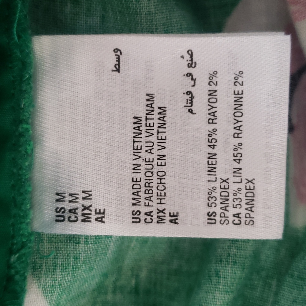 Charter Club Linen Paperbag Floral Tie Waist Green Pink Yellow Summer Shorts M - Picture 12 of 12
